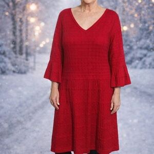 1X Liz Claiborne Vibrant Red Sweater Dress Very Flattering